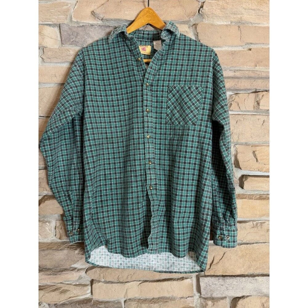 Vintage Red Oak Ranch Apparel Long Sleeve Flannel Shirt Men's Medium Tall